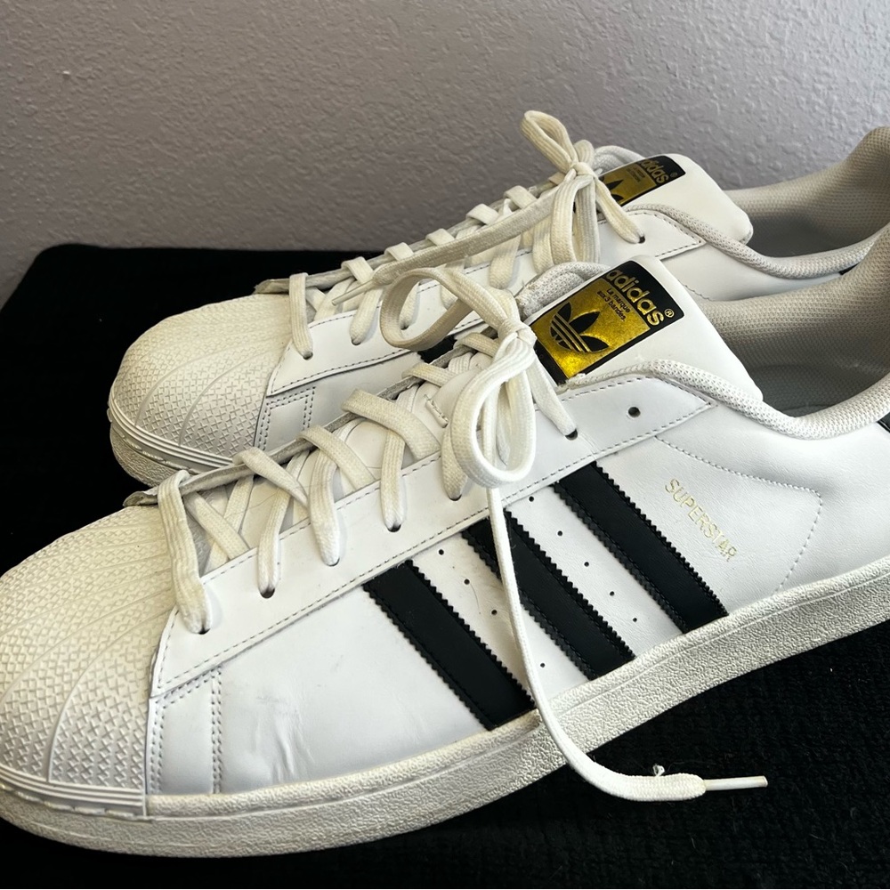 Adidas Superstar White with Black Stripes Men's Sneakers SIZE 20